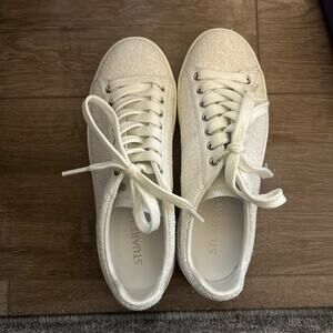 Stuart Weitzman Glitter White Sneakers